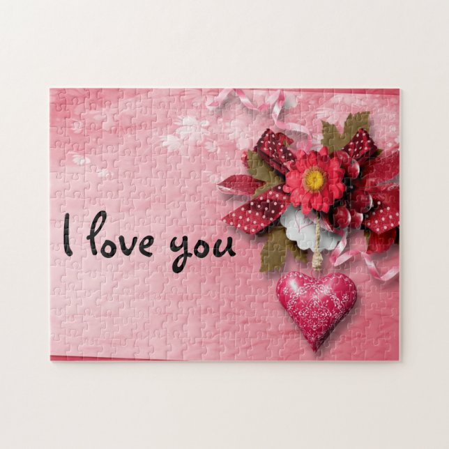 Heart and Flower Valentine Puzzle (Horizontal)