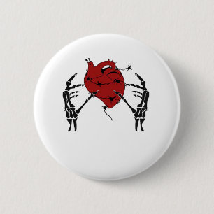 Heart And Hands - Skeleton Heart Hands 6 Cm Round Badge