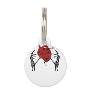 Heart And Hands - Skeleton Heart Hands  Pet Tag