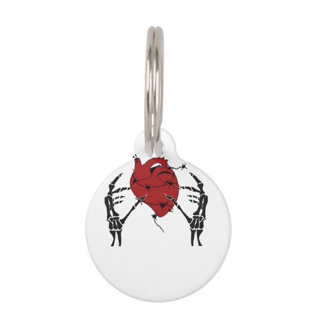 Heart And Hands - Skeleton Heart Hands  Pet Tag (Front)