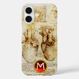 Heart And Its Blood Vessels Parchment Gem Monogram iPhone 16 Case
