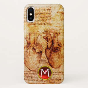 Heart And Its Blood Vessels Parchment Gem Monogram Case-Mate iPhone Case
