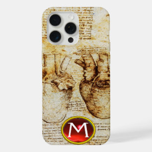 Heart And Its Blood Vessels Parchment Gem Monogram iPhone 15 Pro Max Case