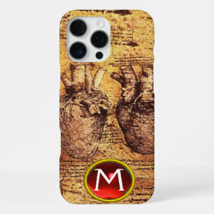 Heart And Its Blood Vessels Parchment Gem Monogram iPhone 16 Pro Max Case