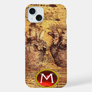Heart And Its Blood Vessels Parchment Gem Monogram iPhone 15 Plus Case
