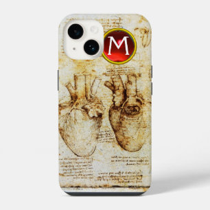 Heart And Its Blood Vessels Parchment Gem Monogram iPhone 14 Case