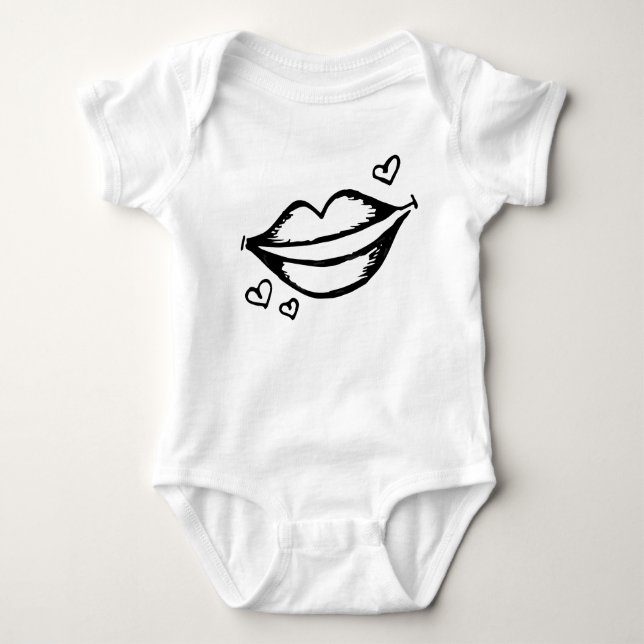 Heart and Lips  Baby Bodysuit (Front)