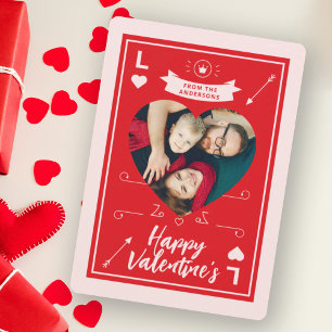 Heart and Love Red Pink Valentine's Family Photo   Card