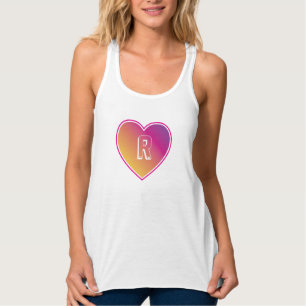 Heart and Monogram on Sunset Coloful Pattern Art Singlet