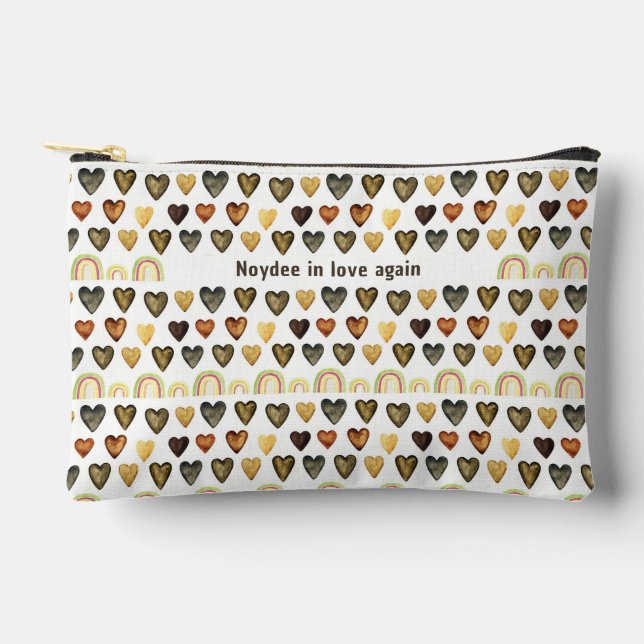 Heart and Rainbow Pattern, Dark Love Accessory Pouch (Front)
