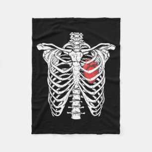 Heart and Ribcage Nurse Funny Skeleton Halloween Fleece Blanket