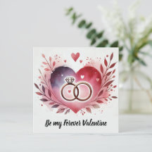 Heart and Rings with Floral Wreath – Be My Forever