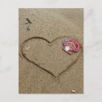 heart and shell on beach