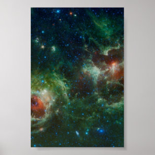 Heart and Soul nebulae infrared mosaic NASA Poster