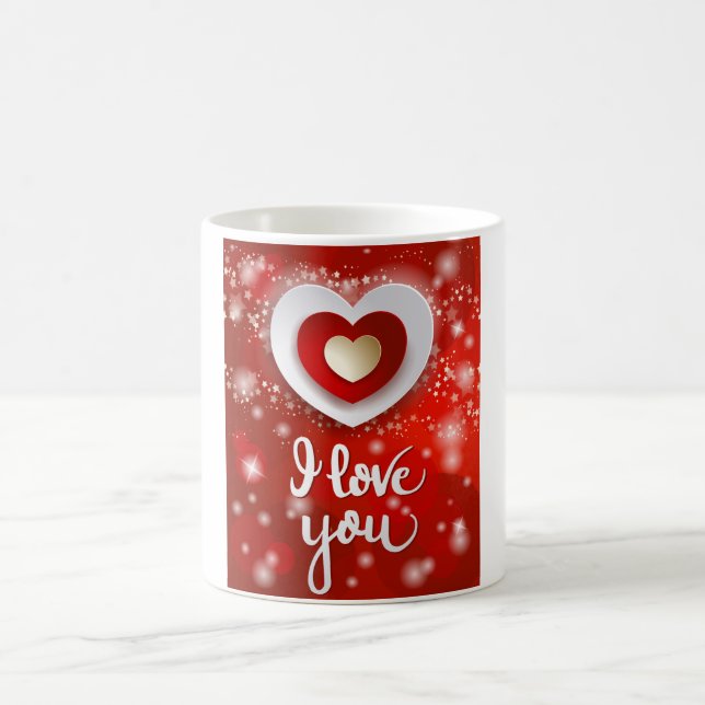 Heart and Stars in Red Coffee Mug (Center)