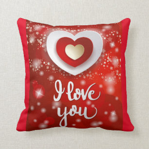 Heart and Stars in Red Cushion