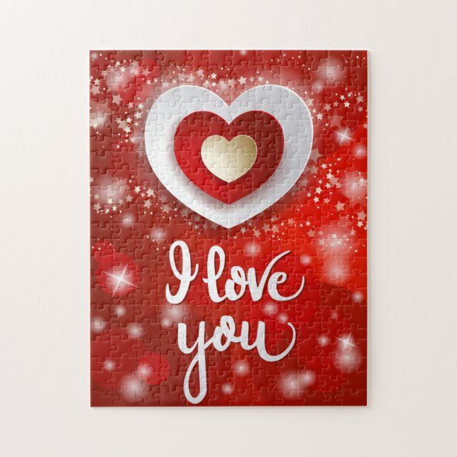 Heart and Stars in Red Jigsaw Puzzle (Vertical)