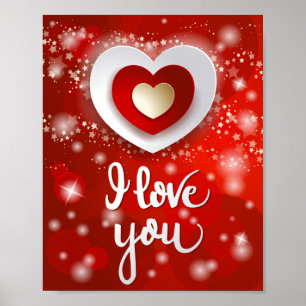 Heart and Stars in Red Poster