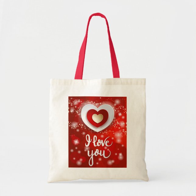 Heart and Stars in Red Tote Bag (Front)