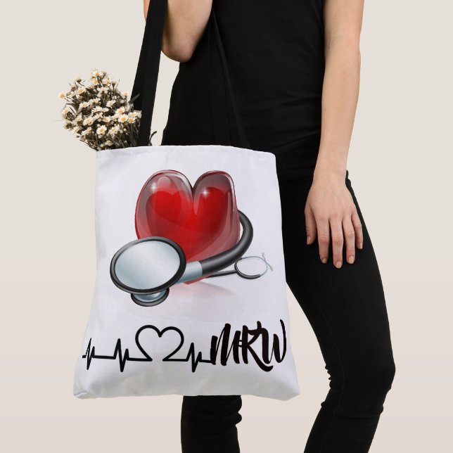 Heart and Stethoscope Large Tote (Close Up)
