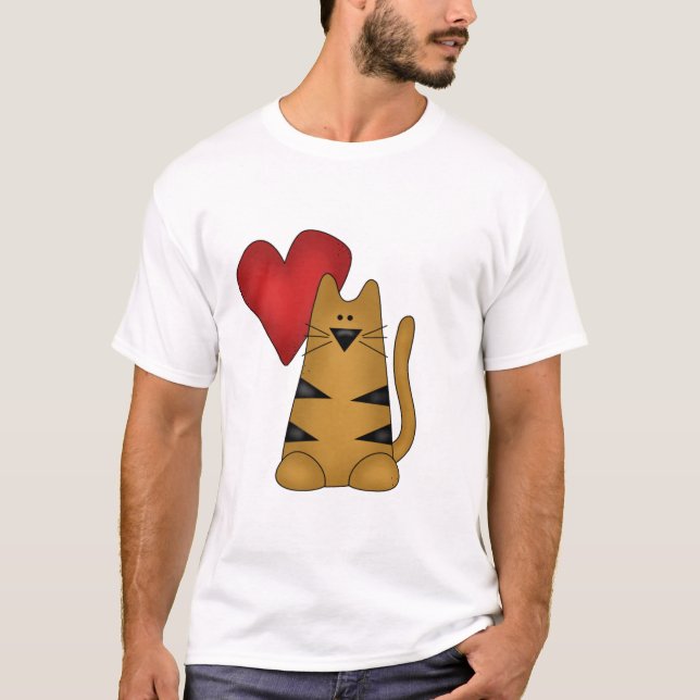 Heart and Striped Cat Tshirts and Gifts (Front)