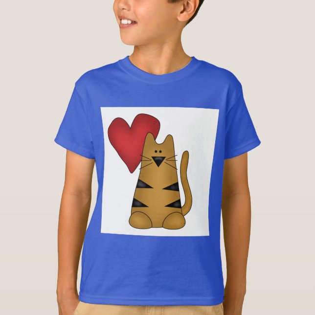 Heart and Striped Cat Tshirts and Gifts (Front)