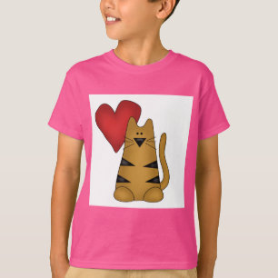 Heart and Striped Cat Tshirts and Gifts