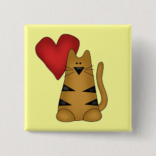 Heart and Striped Cat Tshirts and Gifts 15 Cm Square Badge