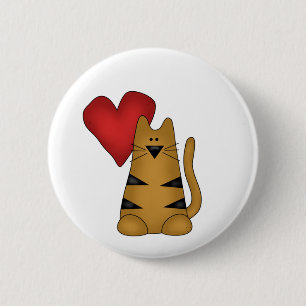 Heart and Striped Cat Tshirts and Gifts 6 Cm Round Badge