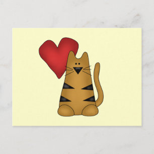 Heart and Striped Cat Tshirts and Gifts Postcard