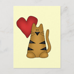 Heart and Striped Cat Tshirts and Gifts Postcard