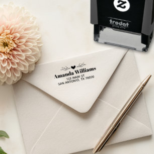 Heart and Vines Personalised Name Address Self-inking Stamp