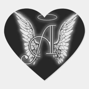 Heart Angel Wings Monogram Sticker