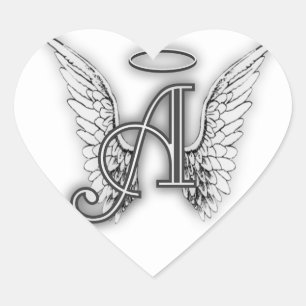 Heart Angel Wings Monogram Sticker