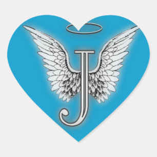 Heart Angel Wings Monogram Sticker