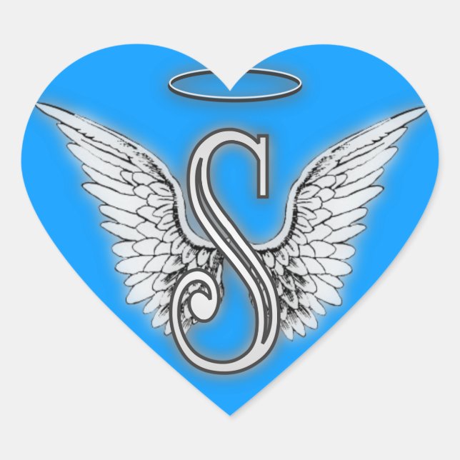 Heart Angel Wings Monogram Sticker (Front)