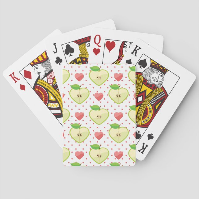 Heart Apples with Pink Polka Dots And Hearts Playing Cards (Back)