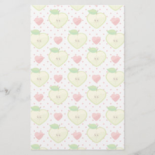 Heart Apples with Pink Polka Dots And Hearts Stationery