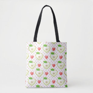 Heart Apples with Pink Polka Dots And Hearts Tote Bag