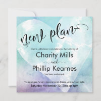 Heart Aqua Purple Postponed Wedding New Plan Card