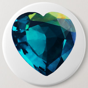 Heart Aquamarine, Blue 6 Cm Round Badge