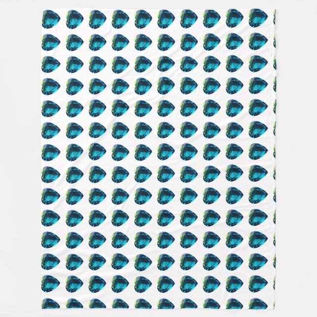 Heart Aquamarine, Blue Fleece Blanket (Front)