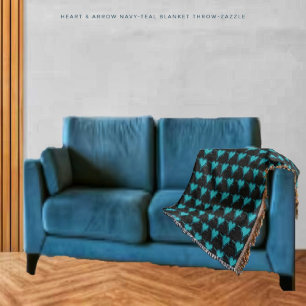 Heart & Arrow-Navy Teal Throw Blanket