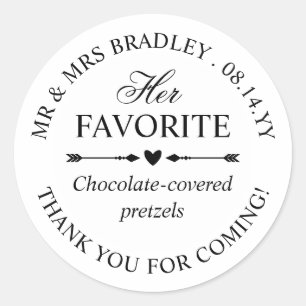 Heart Arrows Her Favourite Wedding Candy Favour Classic Round Sticker