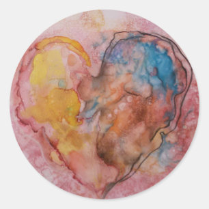 Heart art classic round sticker