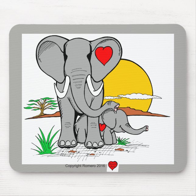 Heart Art Elephants Mouse Pad (Front)