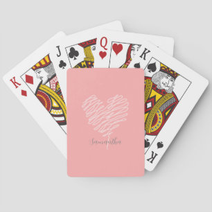 Heart Art Modern Minimalist Pink Playing Cards