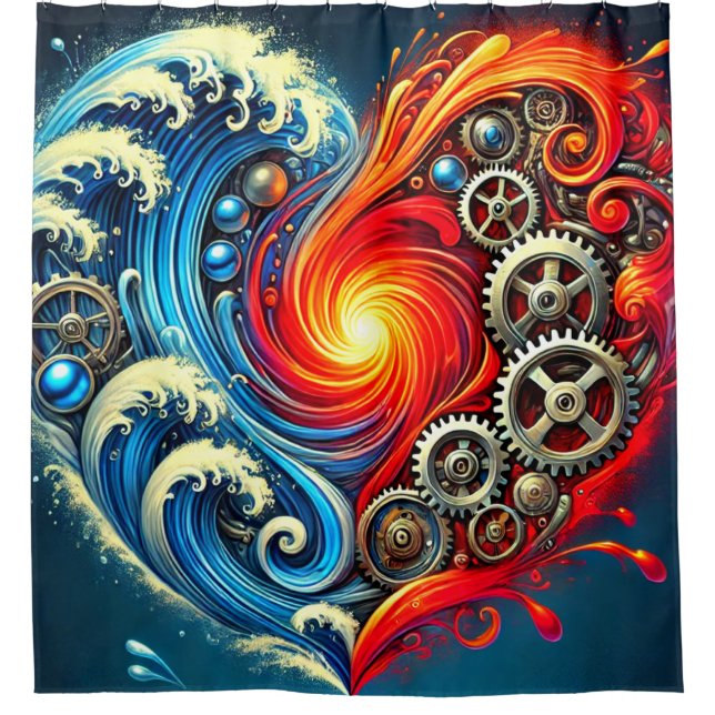 Heart Art Shower Curtain (Front)