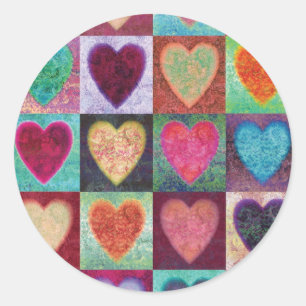 Heart Art Tiles Classic Round Sticker
