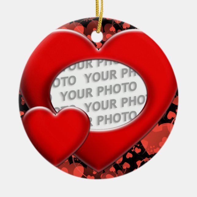 heart ART + your photo Ceramic Tree Decoration (Front)